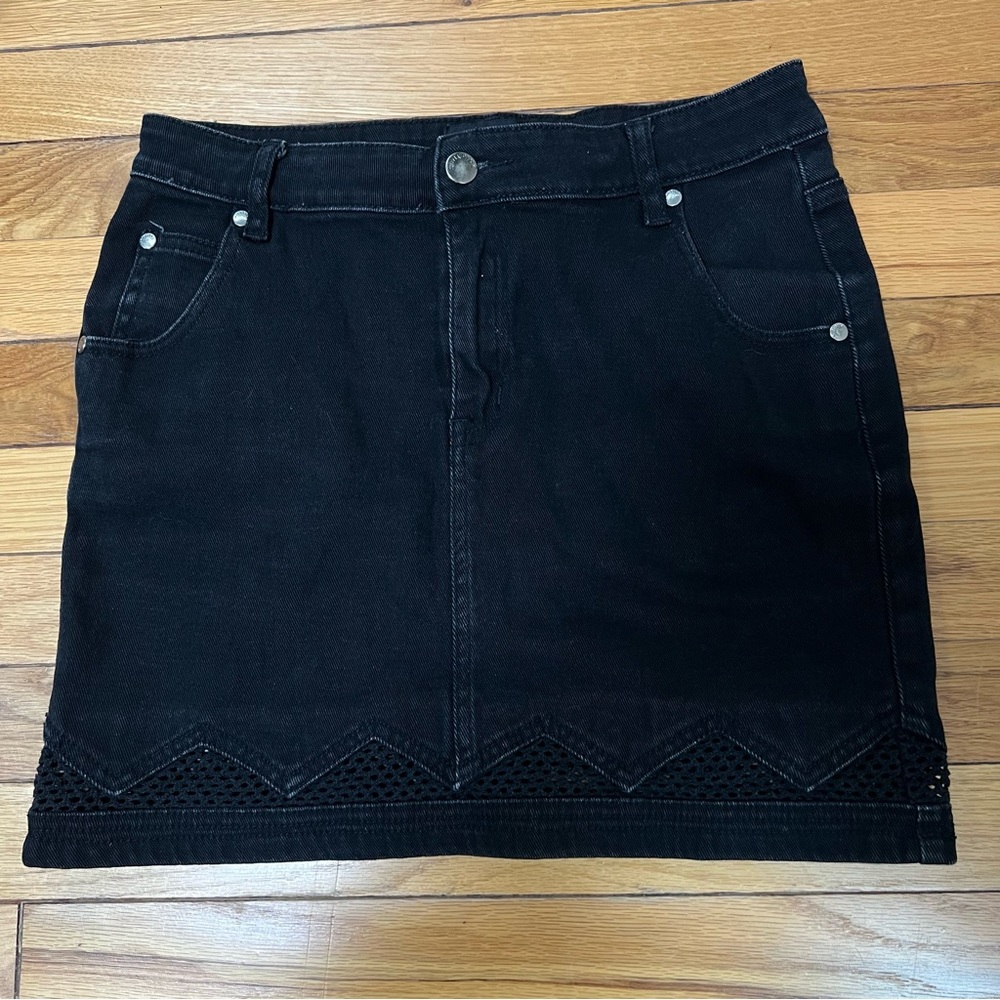 MinkPink black denim jean miniskirt